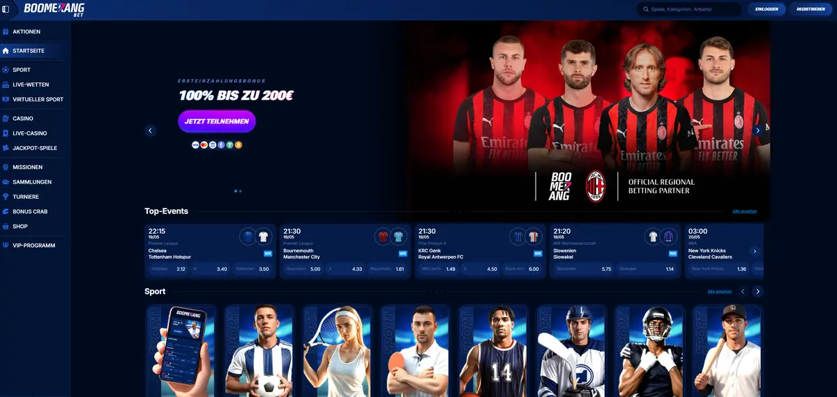 Boomerang Bet Casino mit Sofort Auszahlung