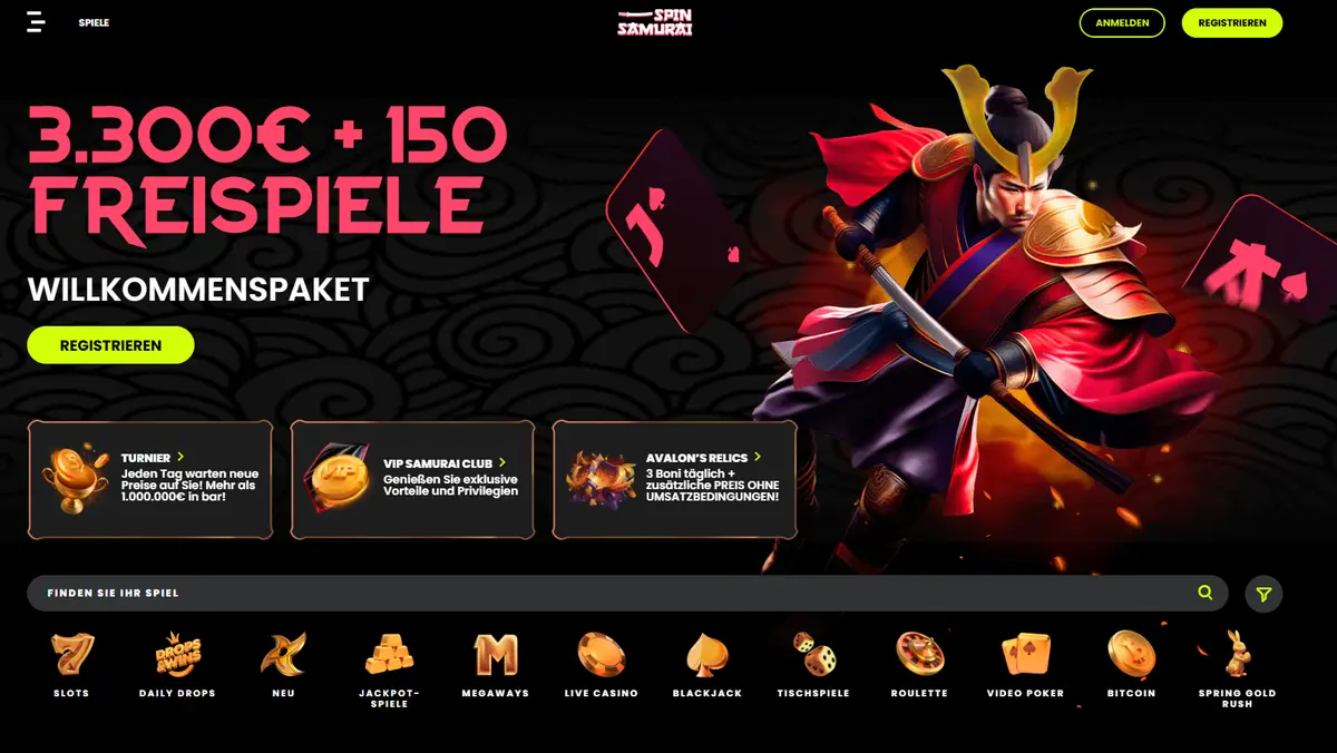 Spin Samurai Casino mit Sofort Auszahlung