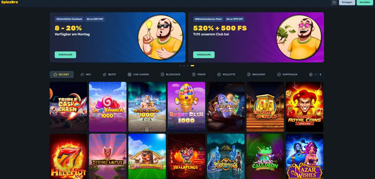 Spinsbro Casino mit Sofort Auszahlung